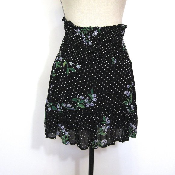 Ganni Rometty Black Floral Georgette Mini Skirt 36 - Picture 4 of 14
